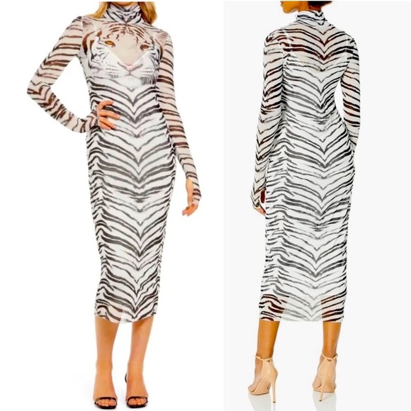 AFRM Shailene Sheer Mesh Dress with White Slip Size M - Picture 1 of 14